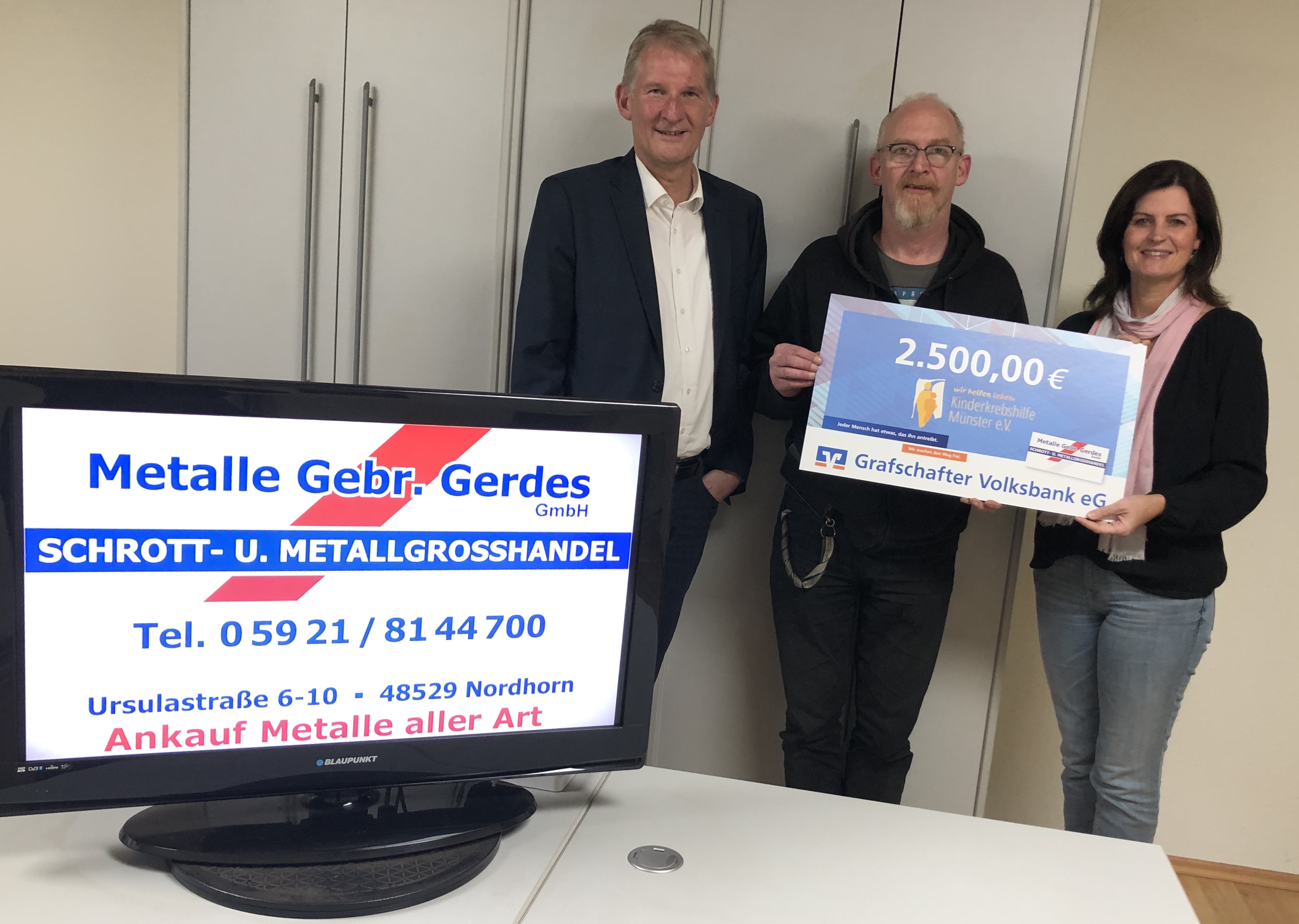 Spende der Firma Metalle Gebr. Gerdes aus Nordhorn Kinderkrebshilfe